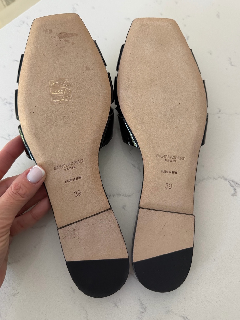 YSL Black Patent Leather Tribute Mules - Picture 4 of 10